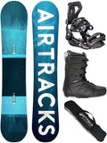 Airtracks Freestyleboards, Snowboard Set Board Blue Drifter Wide Hybrid Rocker + Snowboard Bindung Master + Snowboardboots + Sb Bag 150 155 160 164 cm