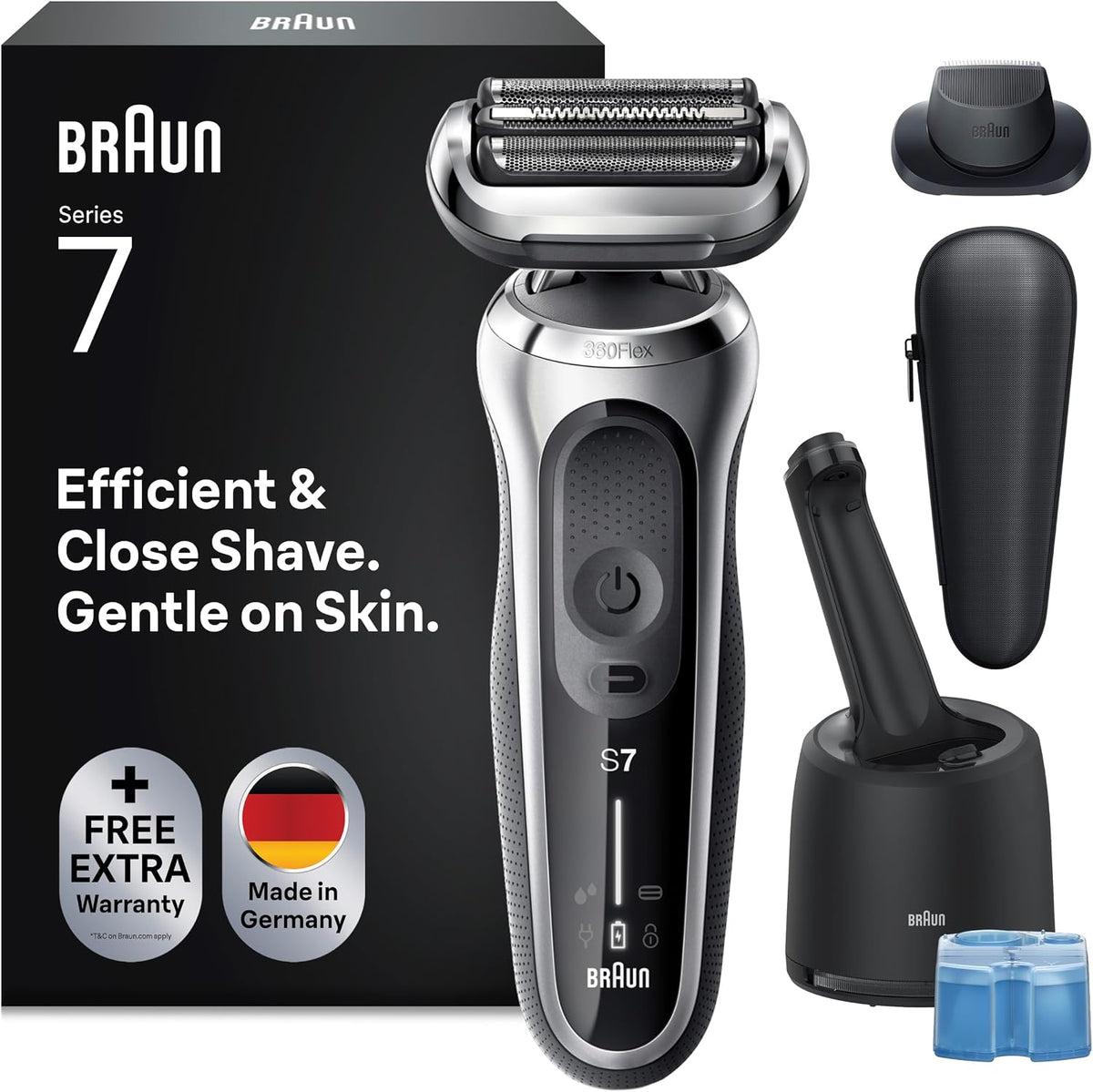 Braun Folienrasierer, Rasierer Herren Elektrisch Series 7, 71-S7200cc, Silber
