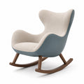 Schaukelstuhl aus Stoff und Leder Beige Blau
