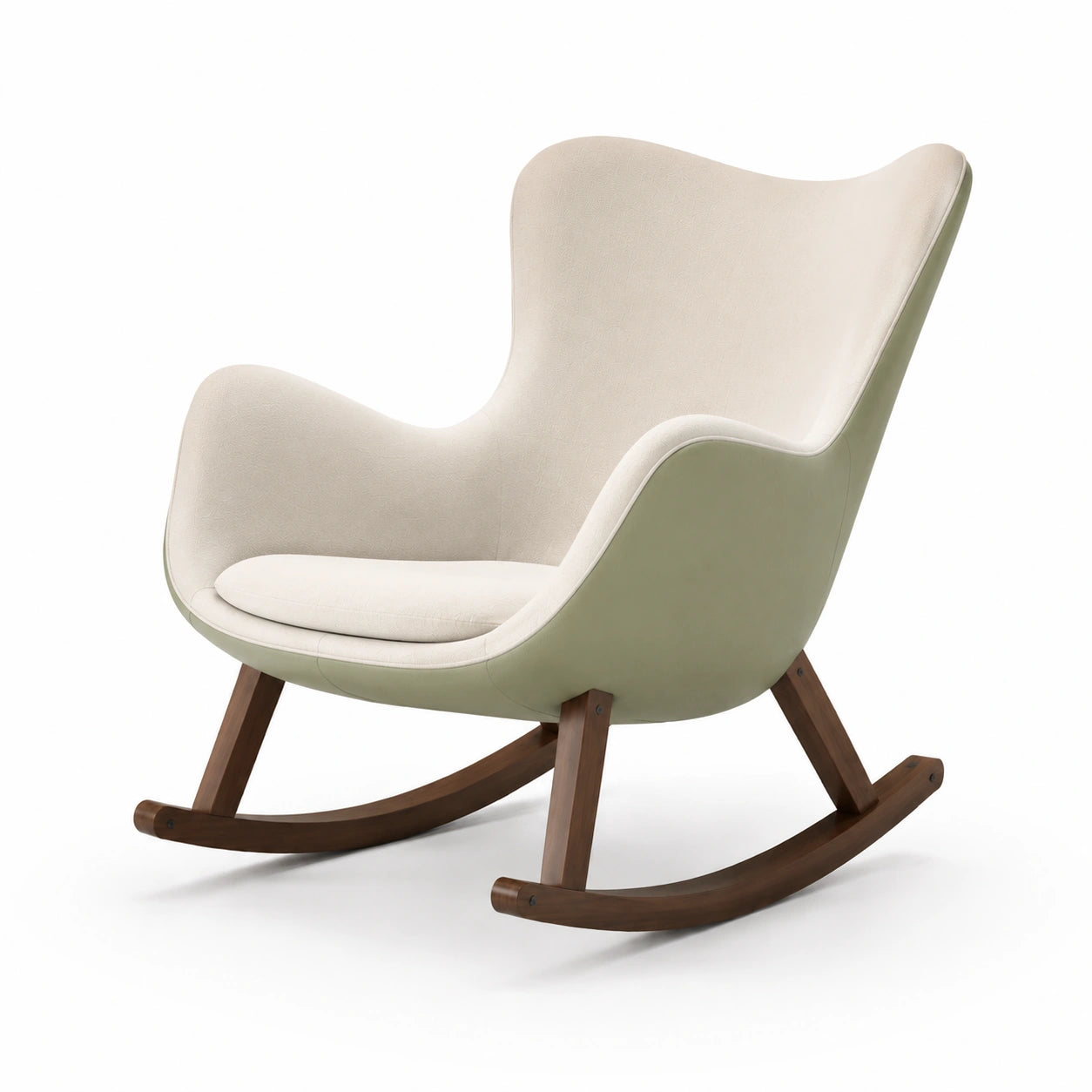 Schaukelstuhl aus Holz und Polyester, Beige