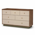 Kommode mit 6 Schubladen MDF und Kiefernholz Beige 140cm