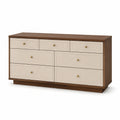 Holzkommode mit 7 Schubladen in Braun und Beige