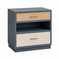 Nachttisch mit 2 Schubladen und offenem Fach MDF und Metall Blau