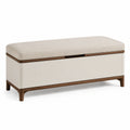 Polsterbank mit Stauraum Beige Leinen Stoff Holz 120 cm