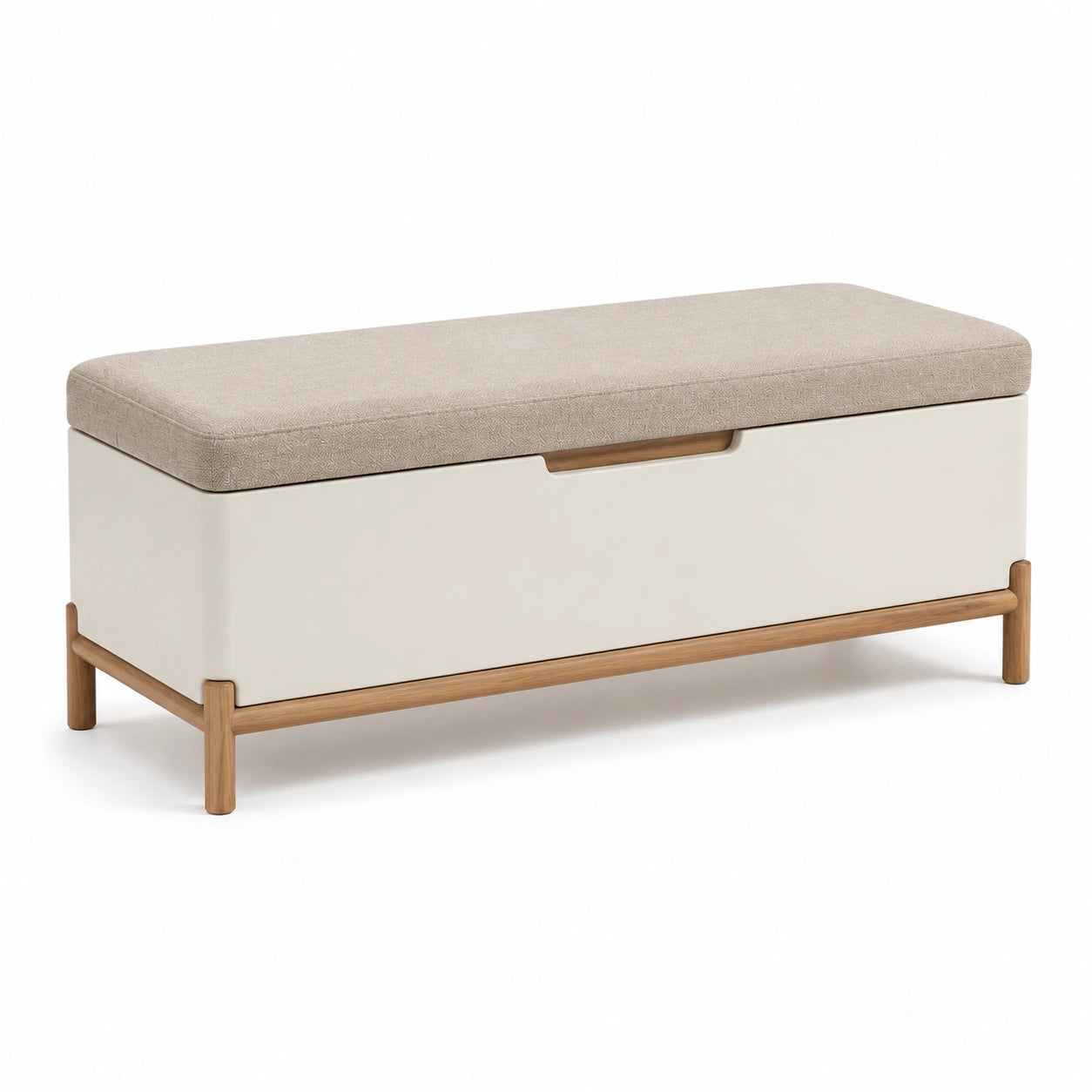 Polsterbank mit Aufbewahrung Beige MDF Holzgestell 120x40x45cm