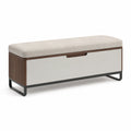 Bank mit Stauraum Metallrahmen Stoffbezug Beige 120cm