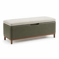 Sitzbank mit Aufbewahrung Leinen/PU-Leder Grün 120cm