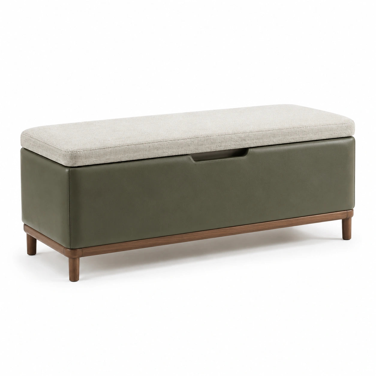 Sitzbank mit Aufbewahrung Leinen/PU-Leder Grün 120cm