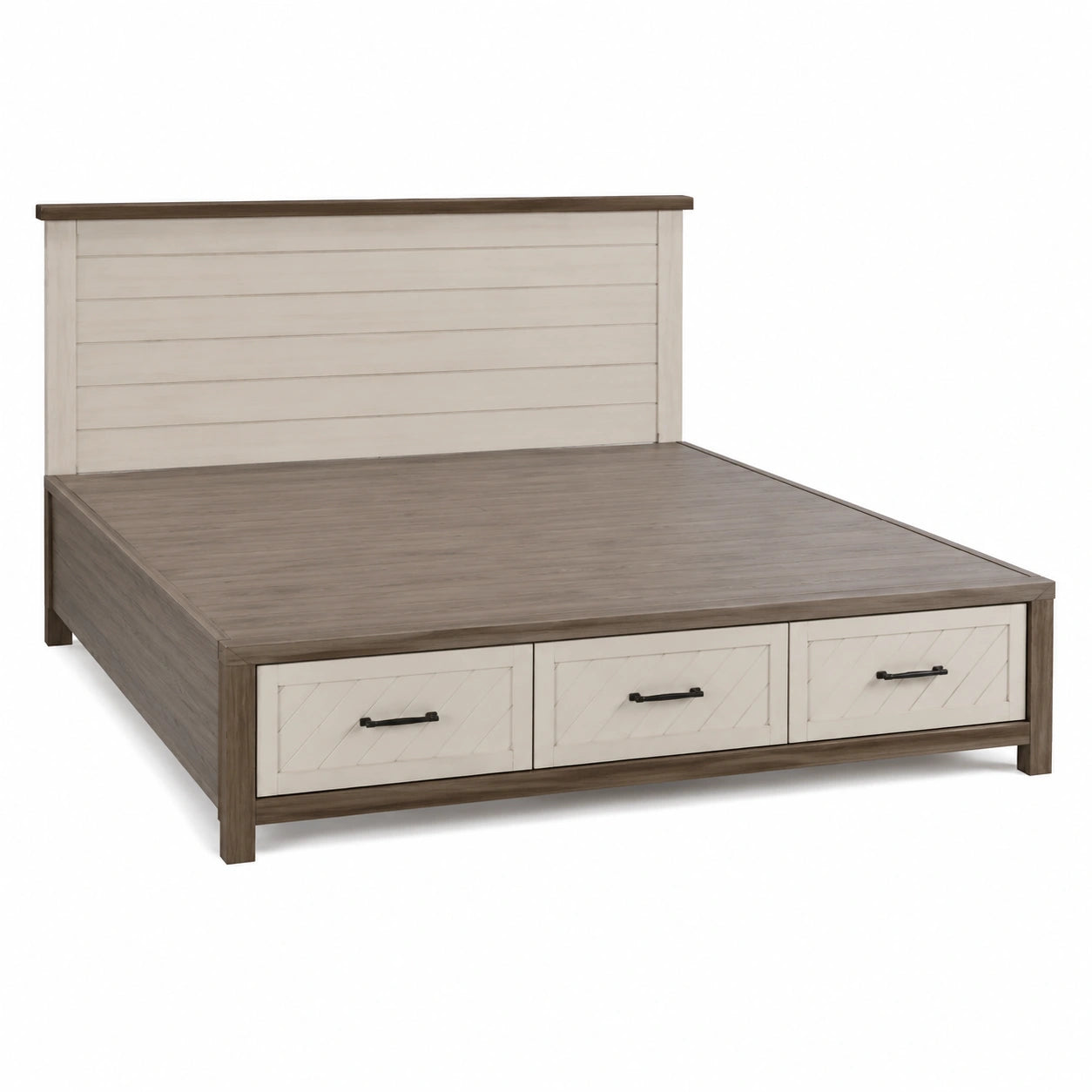 Holzbett mit Stauraum und Schubladen Weiß/Braun 200x160cm