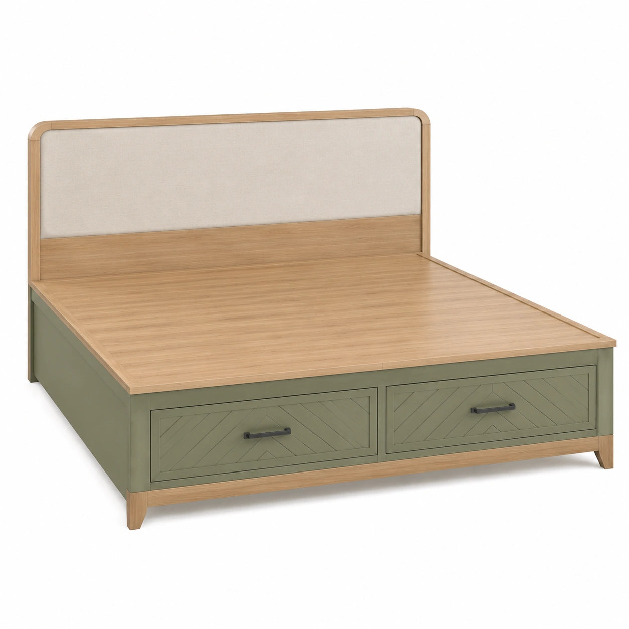 Doppelbett aus Holz mit Stauraum Kiefernholz Grün 200x160cm