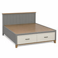 Holzbett mit Schubladen in Grau und Naturholz 200x140cm