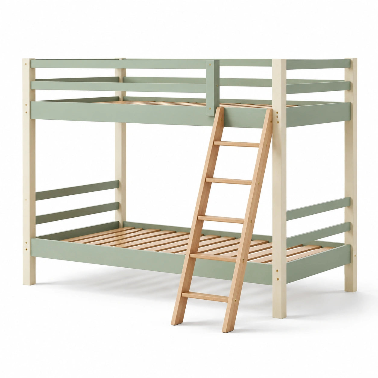 Etagenbett aus Holz Grün/Beige 200 x 90 cm