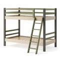Holz-Etagenbett mit Leiter 200x90 cm Olivgrün/Beige