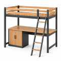 Hochbett aus Holz und Metall mit Schreibtisch Braun/Schwarz