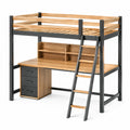 Hochbett mit Schreibtisch aus Kiefernholz und Metall Natur/Grau 200x90 cm