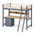 Hochbett mit MDF-Schreibtisch und Schubladen Grau/Natur 200x90 cm
