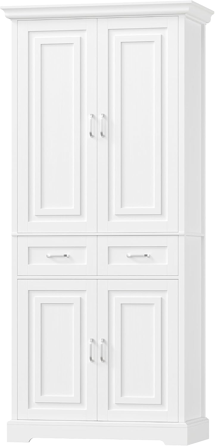 Sideboard, 180cm hoch Küchenschrank, Mehrzweckschrank, Vorratsschrank, weiß, FirFurd