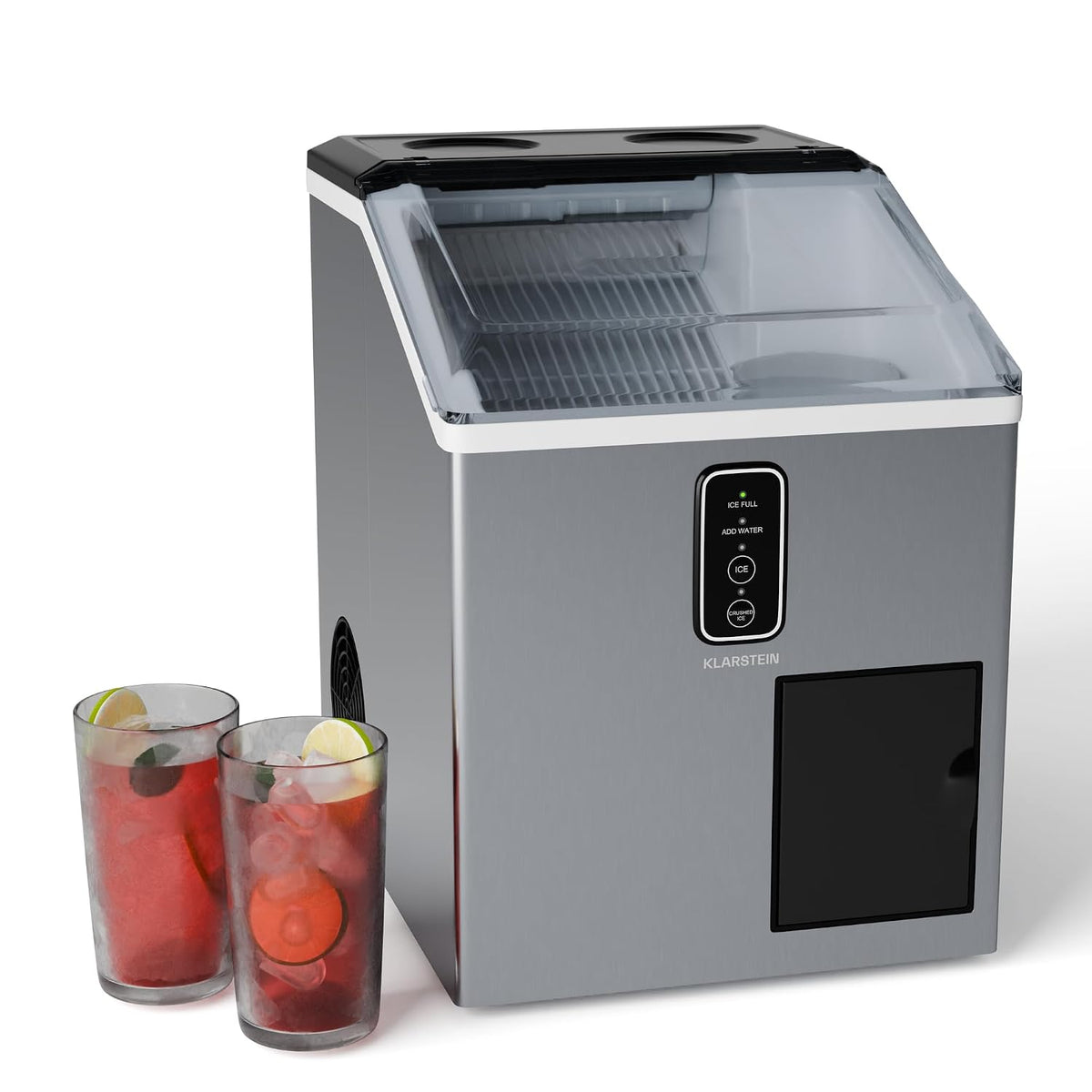 Klarstein Eiswürfelmaschine, Edelstahl, 15 kg/24 h, Kugel & Shaved Ice, 8 L Wassertank, LCD-Display, Kompakt, Eiswürfelbereiter für Partys/Events