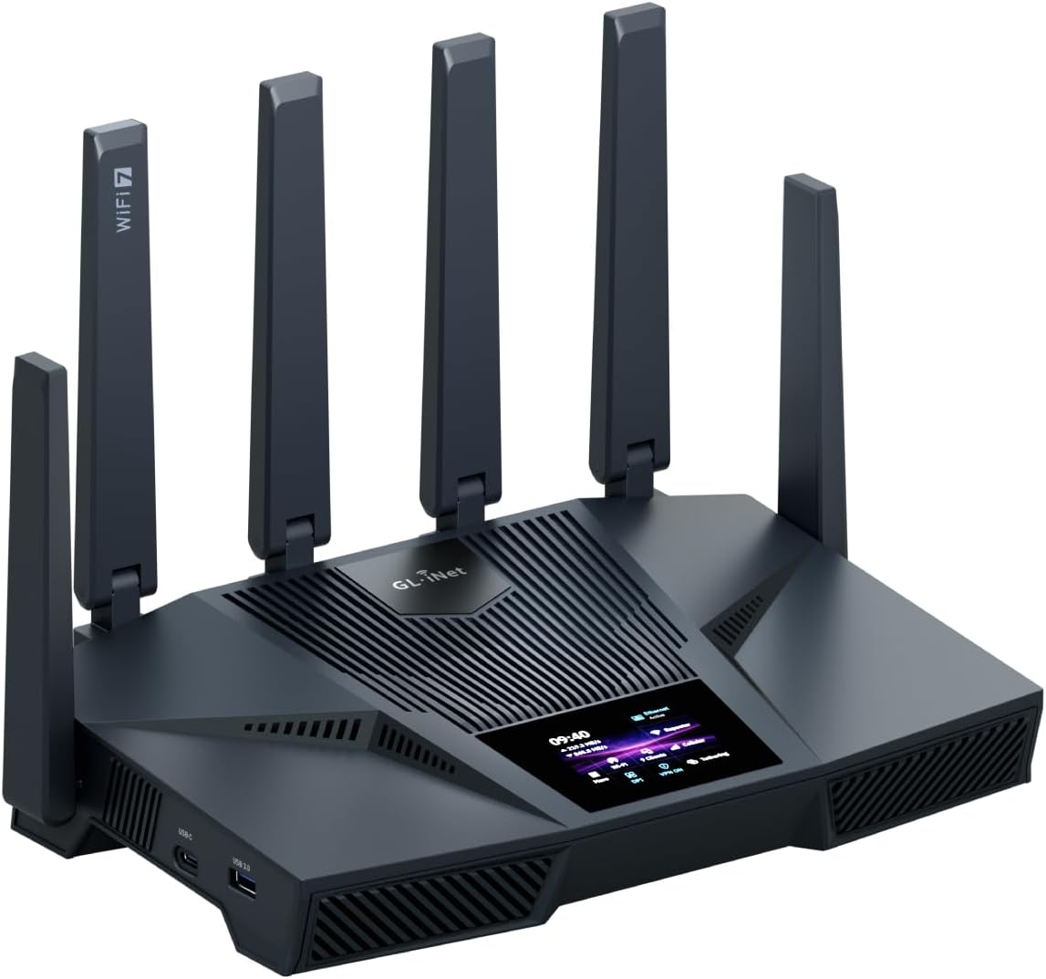 GL.iNet 4 (GL-BE14000) 7 Flint Tri-Band Wi-Fi Heim Router, mit VPN für SOHO