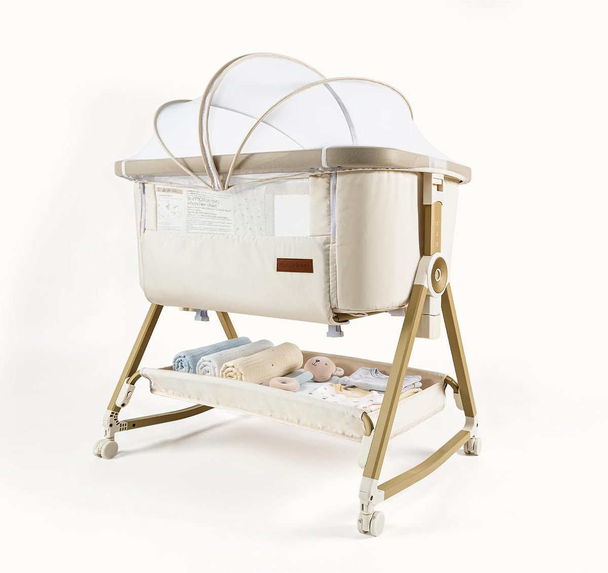 Kinderbett, Babybett, 3-in-1 Beistellbett Baby mit Rollen für Boxspringbett, Maydolly