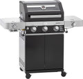 RÖSLE Gasgrill, BBQ-Station VIDERO G3-S Schwarz, Grill mit 3 Edelstahlbrennern, extra Primezone und Seitenbrenner, klappbare Seitentische, VARIO+