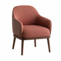 Stoff-Ledersessel mit Massivholzrahmen Braun Rosa 80x62x65 cm