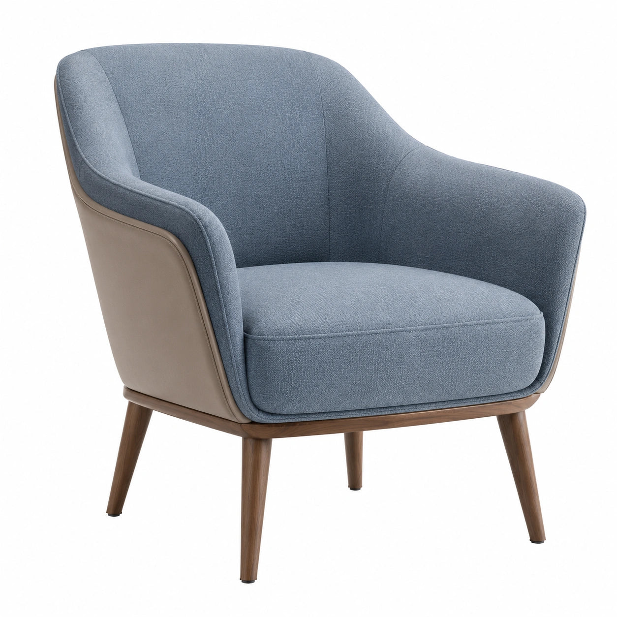 Polstersessel Holzrahmen Stoff Blau Grau