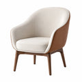 Sessel aus Stoff und Kunstleder mit Holzbeinen, Beige/Braun
