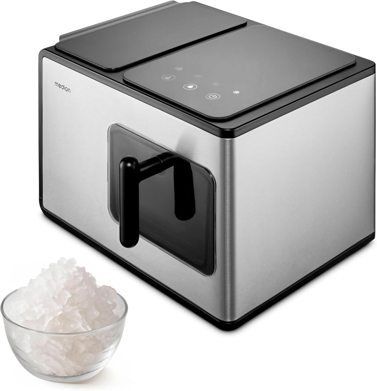 MEDION Eiswürfelmaschine, (Nugget Eiswürfel, Crushed Ice, für Getränke & Cocktails, 2 Liter Tank, bis zu 15kg Eiswürfel