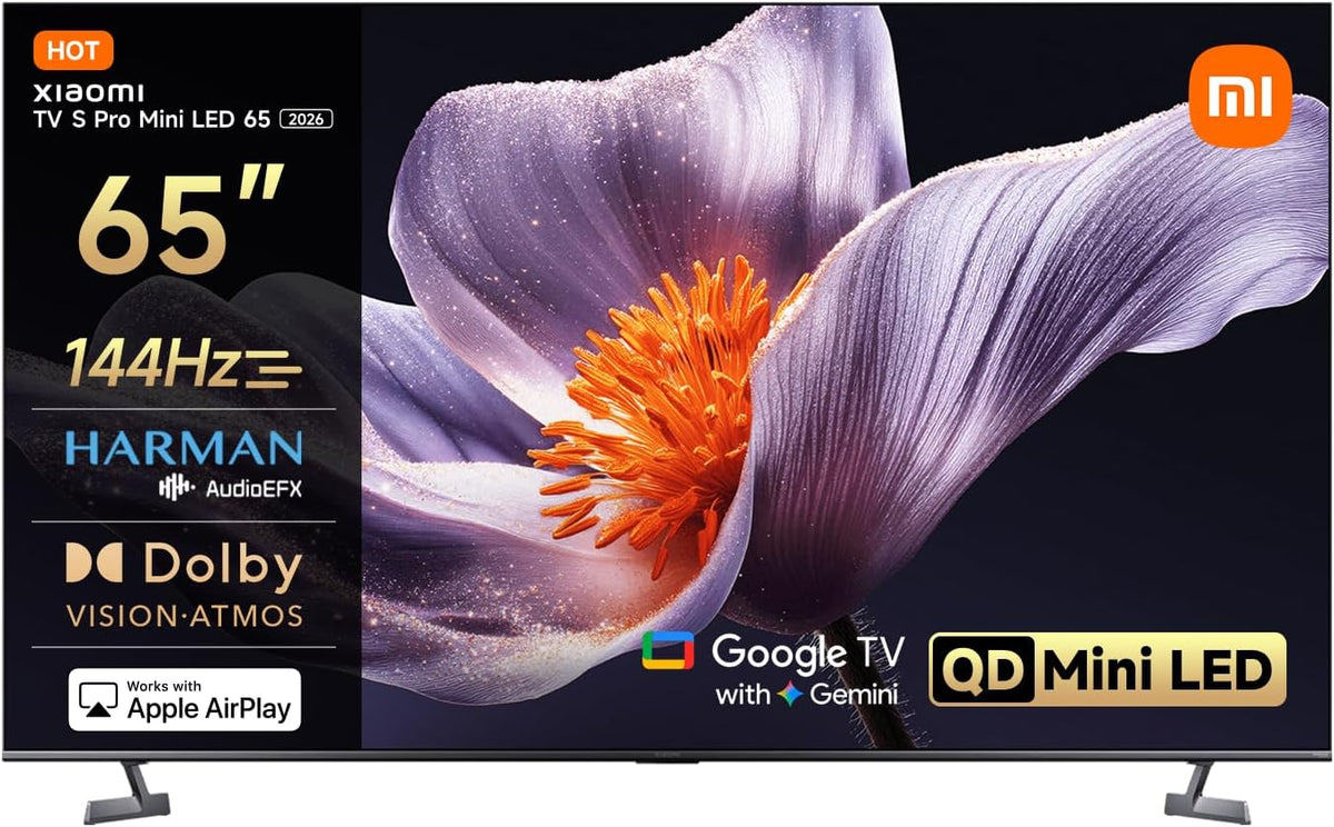 Xiaomi Fernseher, TV S Pro Mini LED 65, Smart TV, 4K QLED 144Hz Google TV, Dolby Atmos