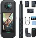 AKASO Actionkameras, 360° Action Cam Creator-Set - 5.7K 72MP 360 Grad Actionkamera mit 256GB Speicherkarte Duale 1/2' 48MP Sensoren