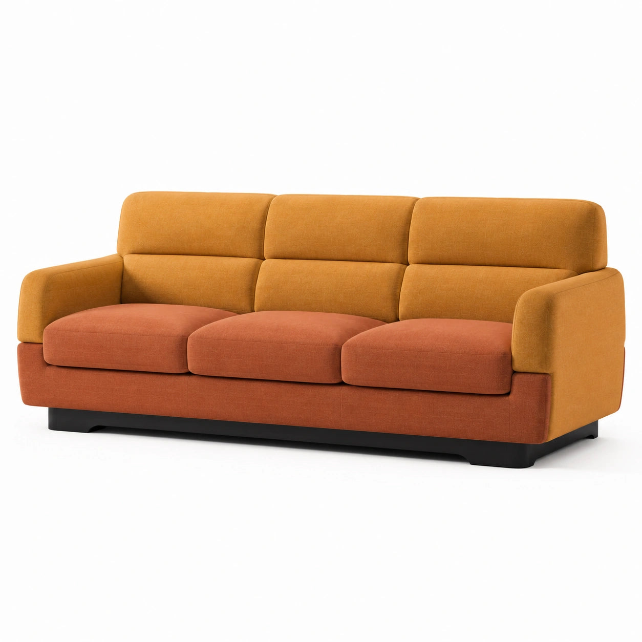 Dreisitzer Sofa Stoff Gelb/Braun 220cm