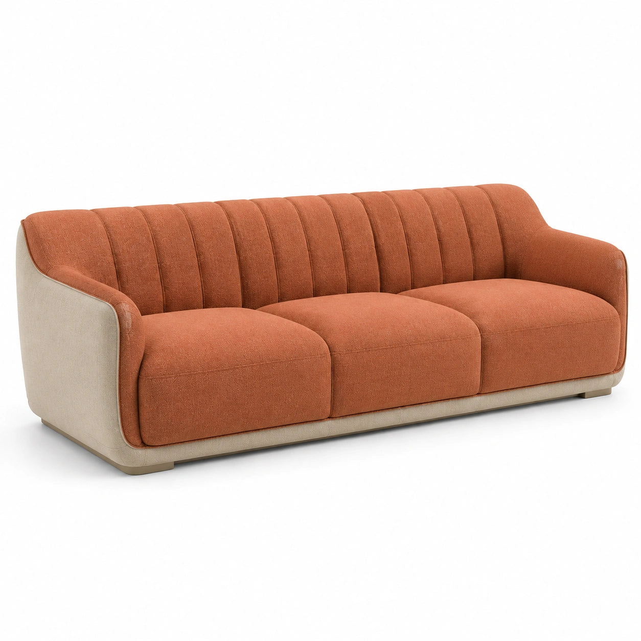 Dreisitzer Sofa Stoff Orange Beige
