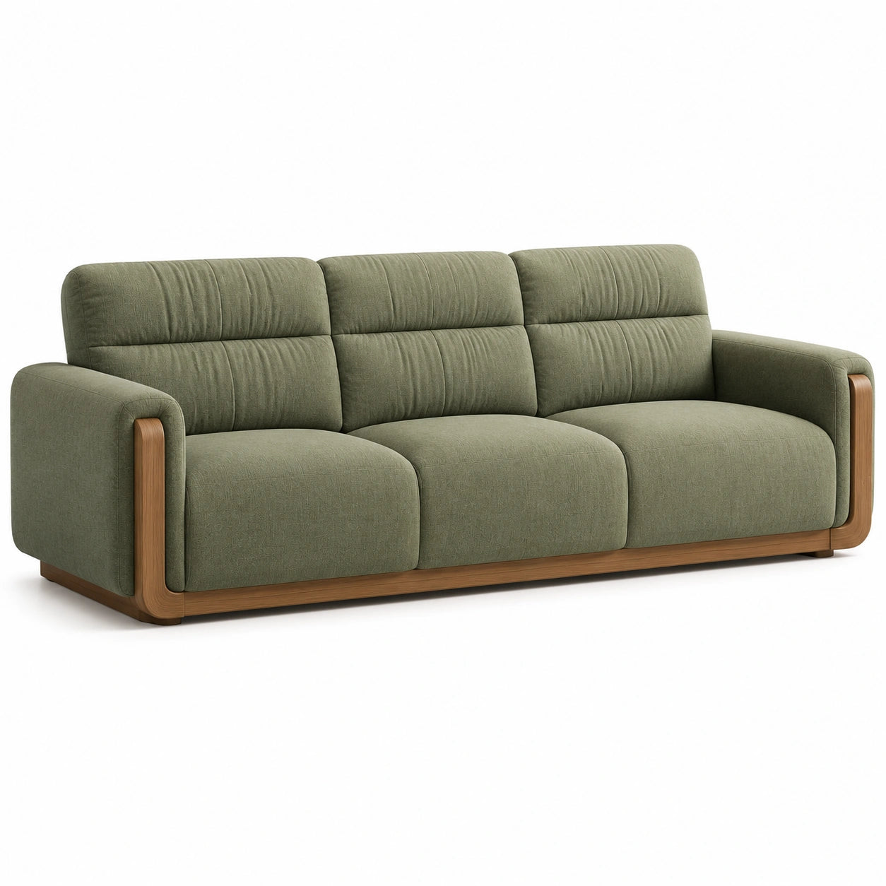 3-Sitzer Sofa Textil Grün Holz