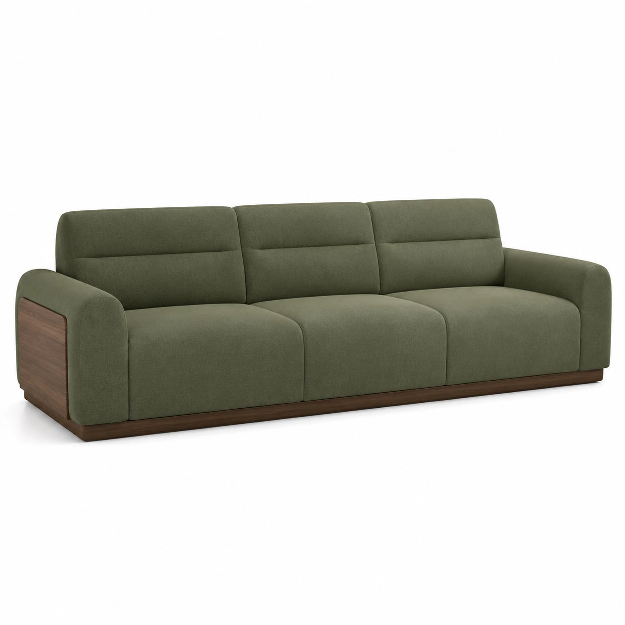 3-Sitzer Sofa Olivgrün Massivholzrahmen
