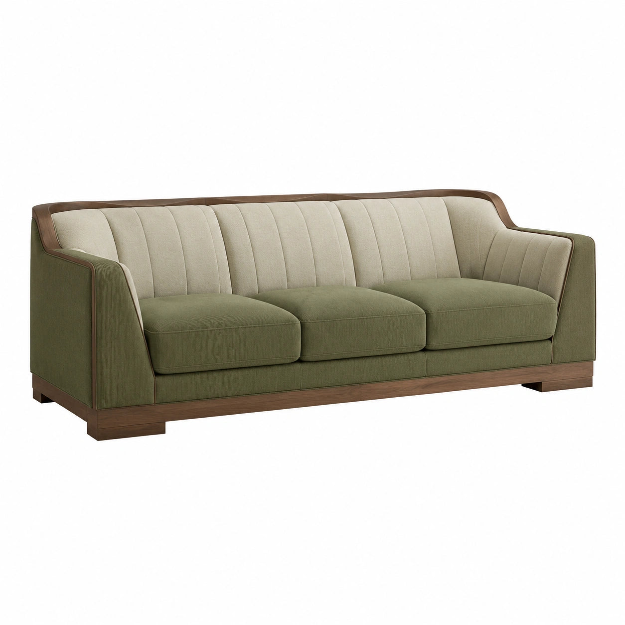 3-Sitzer Sofa aus Polyestergewebe Olivgrün/Braun 220 cm
