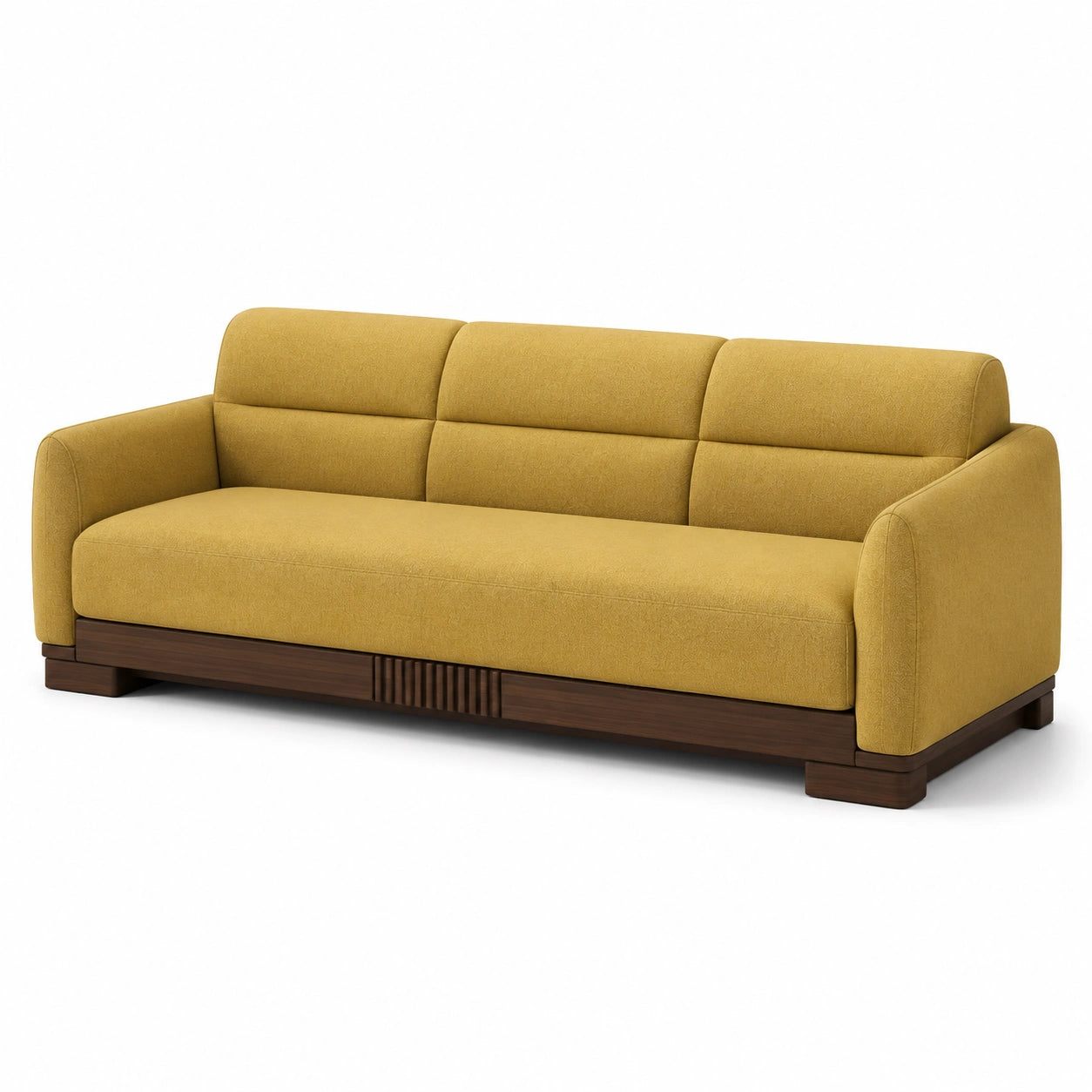Stoffsofa Gelb mit Holzrahmen