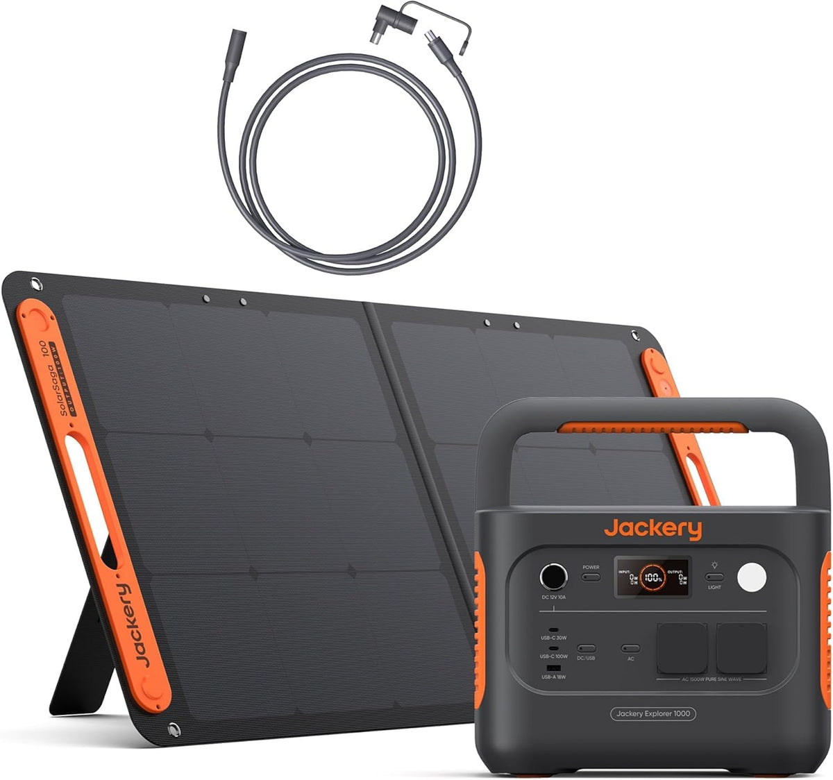 Jackery Powerstation,   E1000 v2 Powerstation mit 100W Solarpanel & 5m