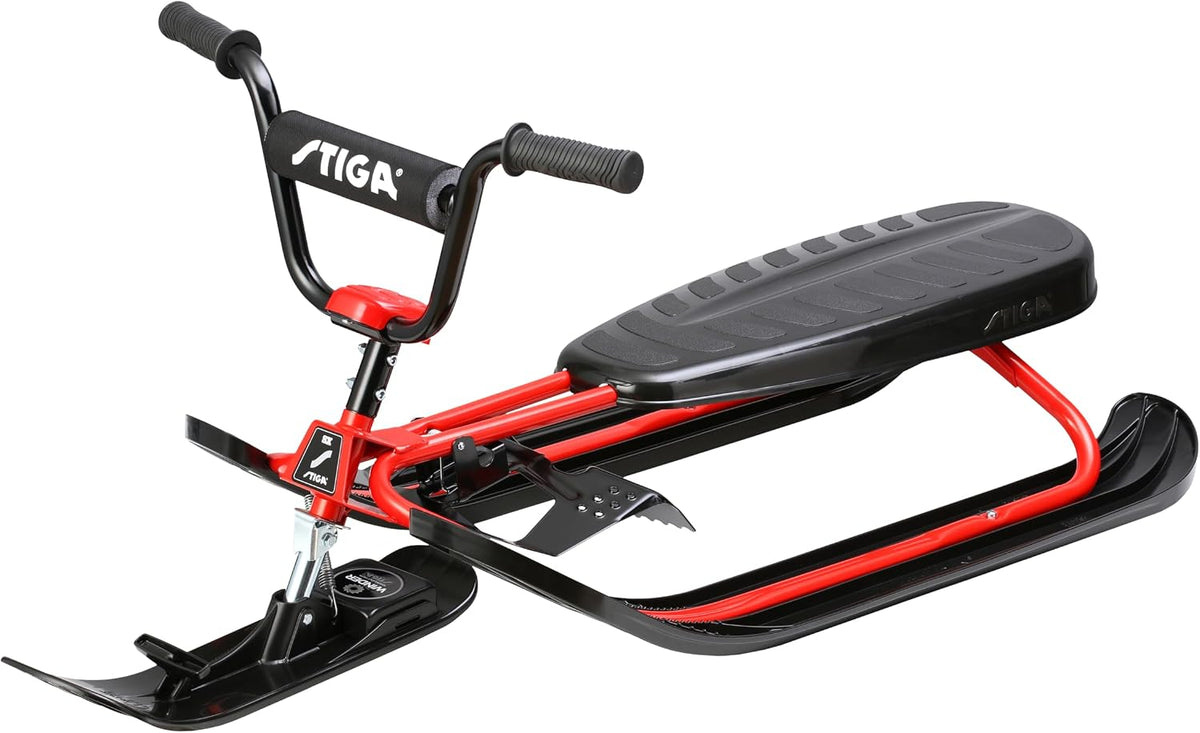 STIGA Bobs, Snowracer Curve SX, Robuster Schlitten mit BMX-Lenker, Stahlrahmen, Bremse und Zugseilwinde