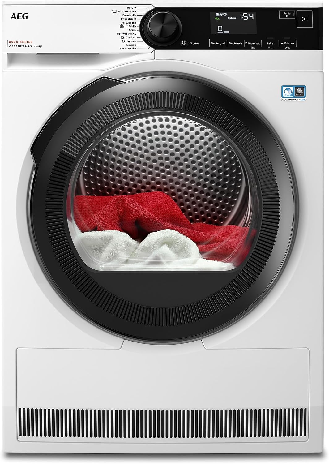 AEG 8000 Serie Wärmepumpentrockner, 8 kg, Testsieger 2023, TR8AMZ68