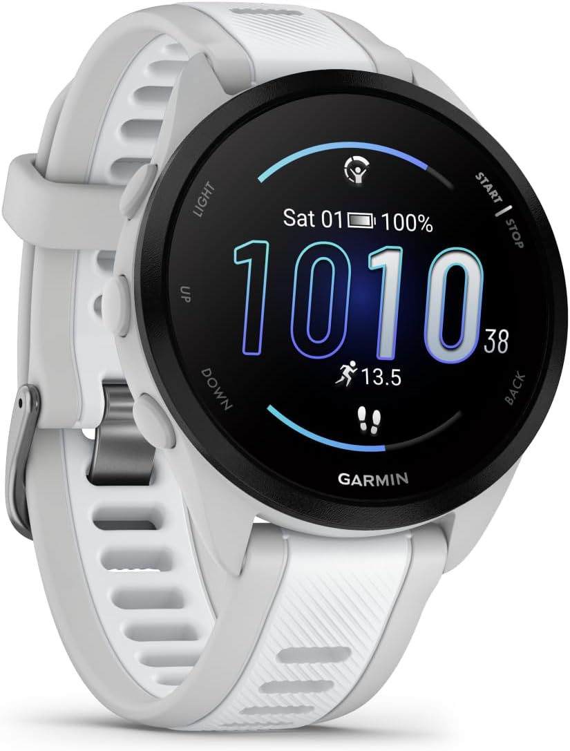 Garmin Running GPS-Geräte, Forerunner 165 43mm - Lauf-Smartwatch, 2' AMOLED Touchscreen, bis zu 11 Tage Akkulaufzeit, 25+ Sport-Apps