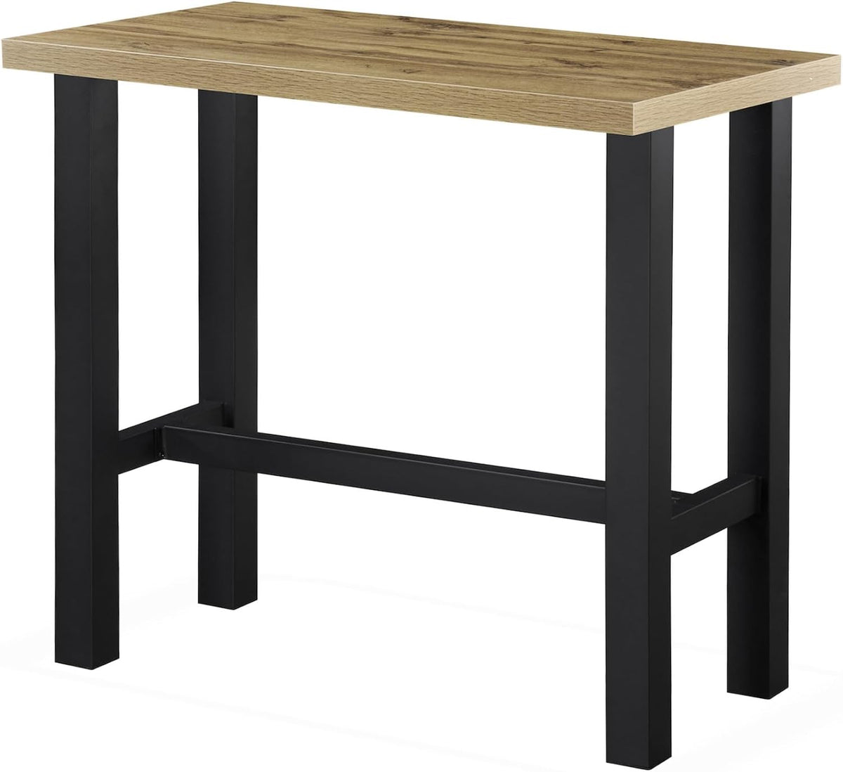 Esstisch LOTTE 120x60x105 Bartisch Stehtisch cm in Natureiche Optik, mit Metallgestell für Küche, Esszimmer & Bar, Industrial Design, 23101-US-EIDA