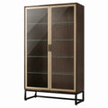 Vitrine Holz Glas 5 Regalböden Braun 180cm