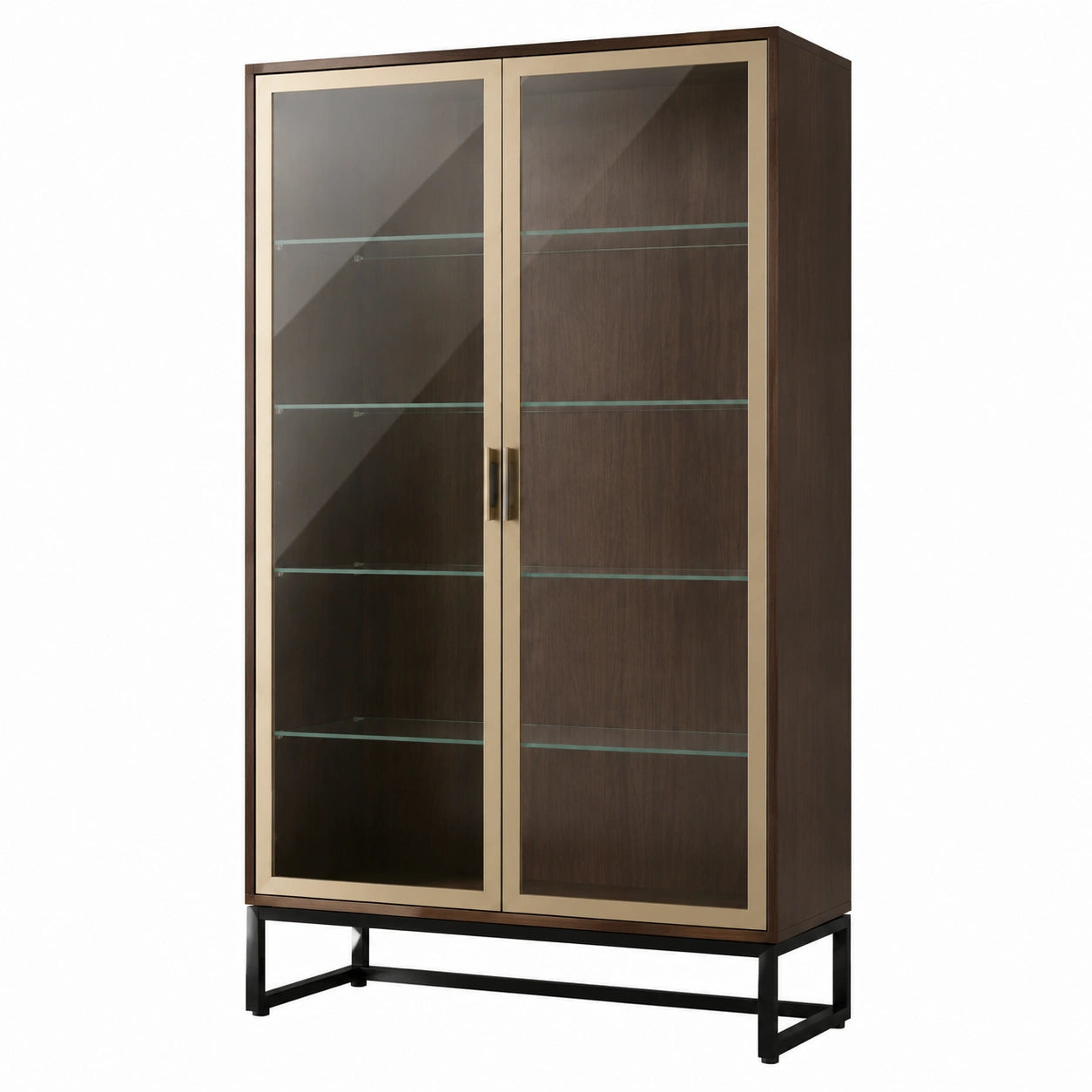Vitrine Holz Glas 5 Regalböden Braun 180cm