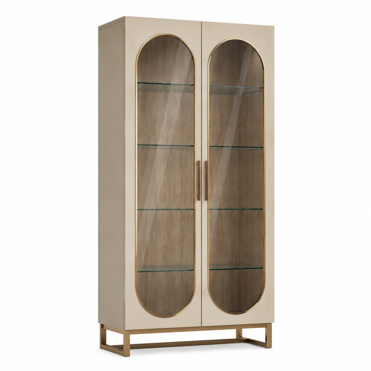Schrank mit Glastüren aus Holz und Metall 180cm