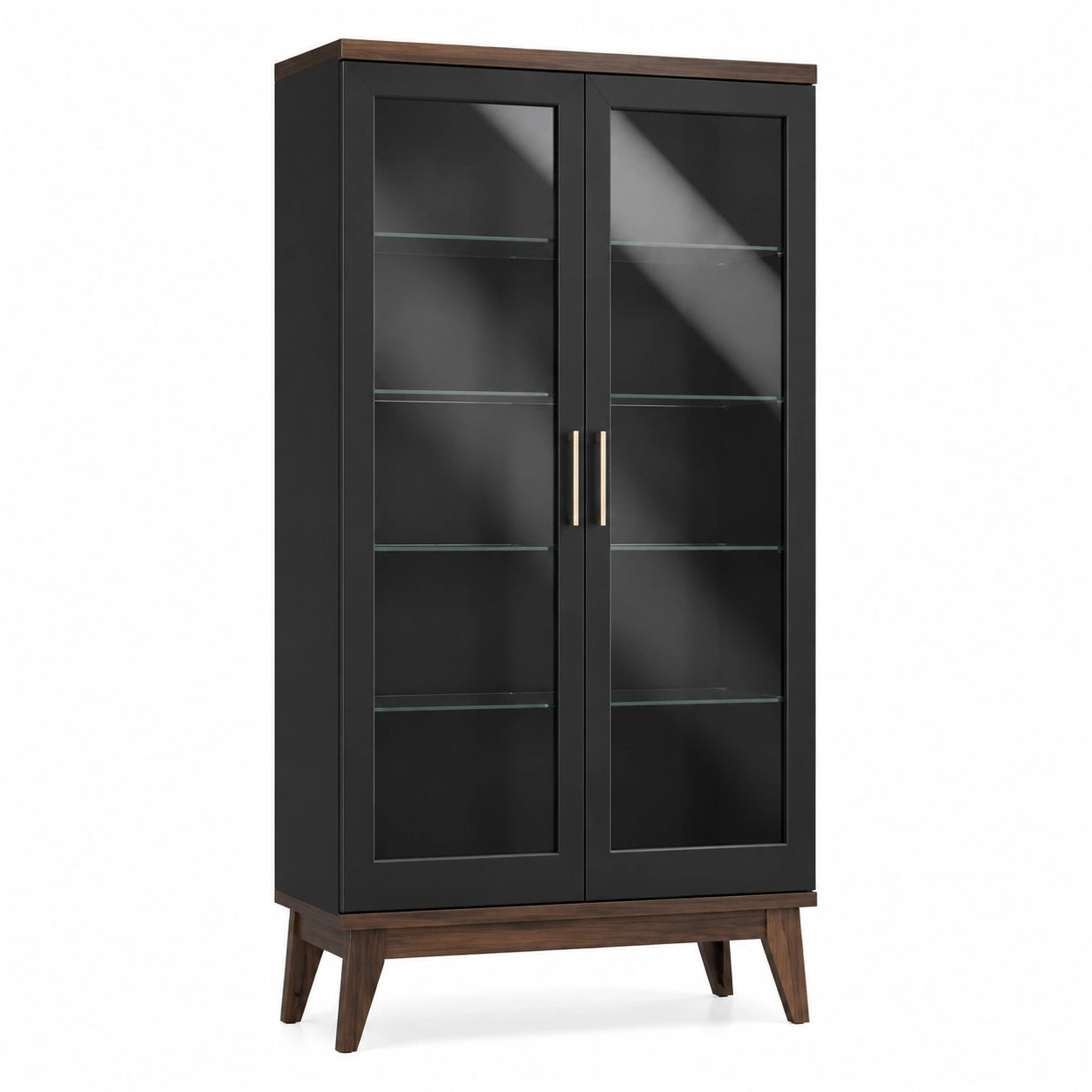 Vitrinenschrank aus Holz und Sicherheitsglas, Schwarz