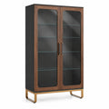 Holz Glasvitrine mit Metallakzenten Braun/Gold 80cm