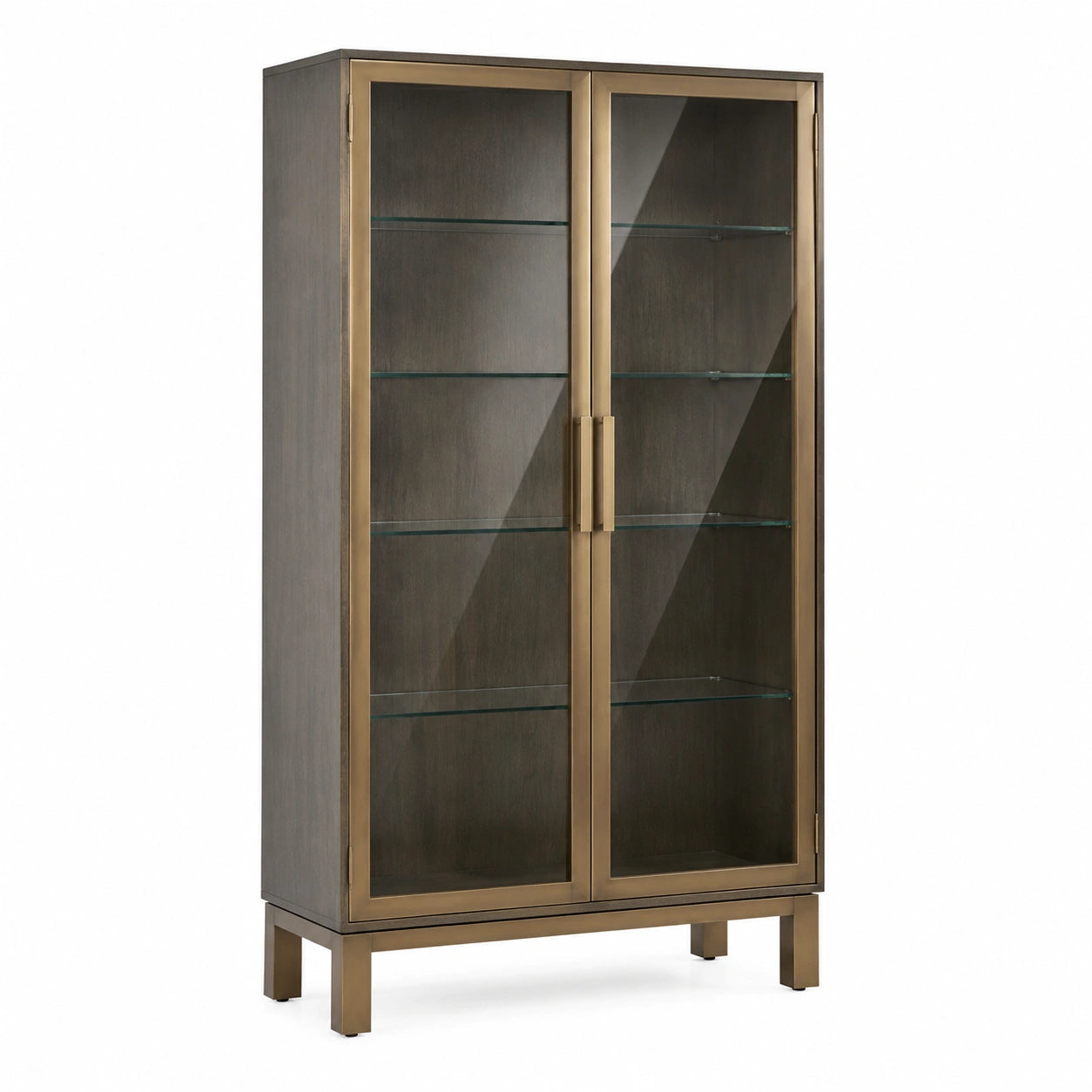 Vitrine Holz mit Glastüren 180cm