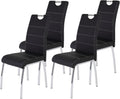 Esszimmerstuhl 4er Set, Susi, Bezug Kunstleder Schwarz, Griffmulde, Metallgestell Chrom, 43 × 61 × 98 cm, Hela Tische