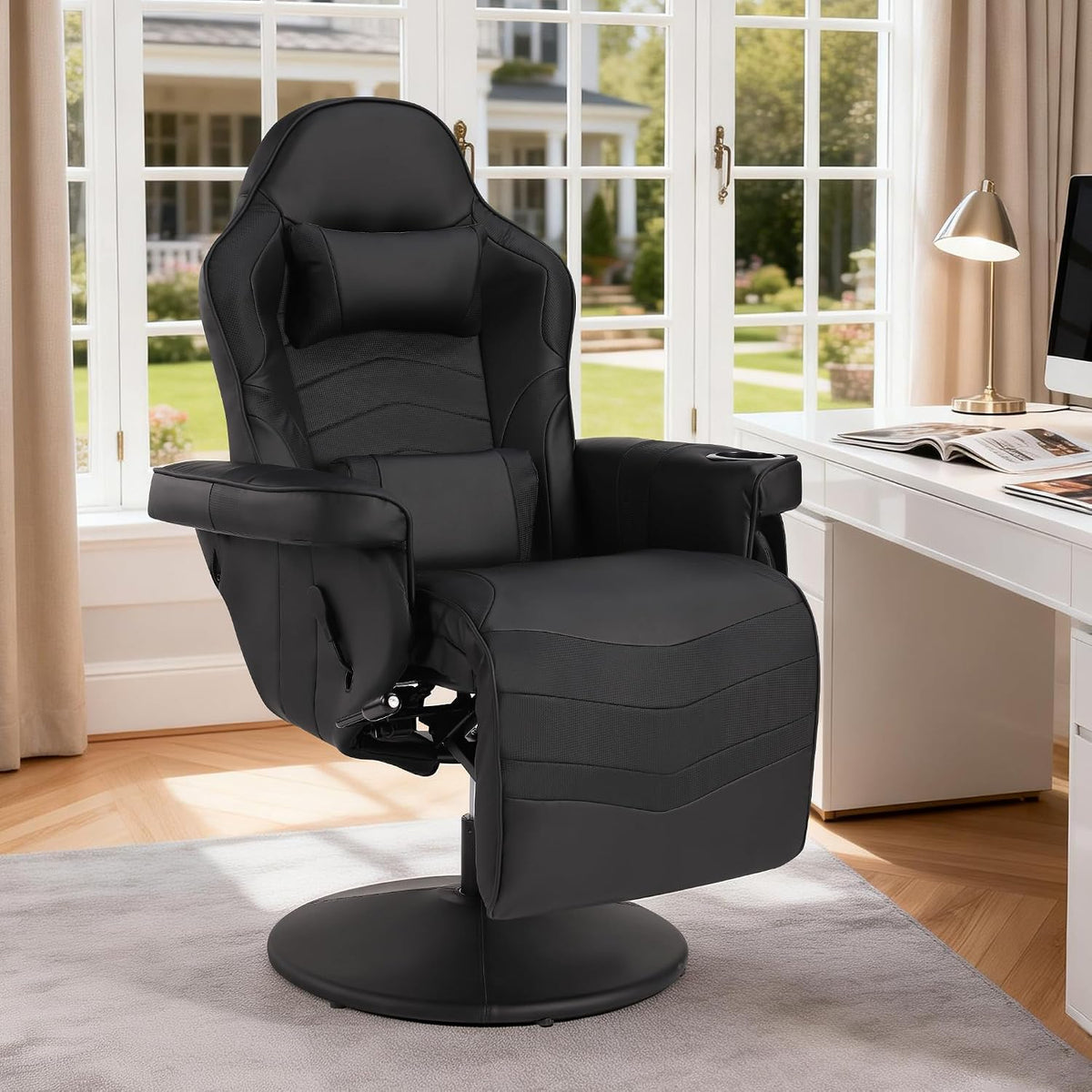 Relaxsessel, Gaming Sessel mit Massagefunktion, Fernsehsessel mit Liegefunktion mit Höhenverstellbar, Gaming Sessel 90°, 135° und Fußstütze